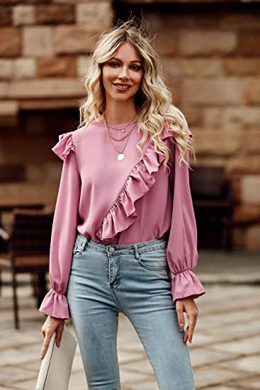 🍹Elegant shirt long sleeve keyhole top for women