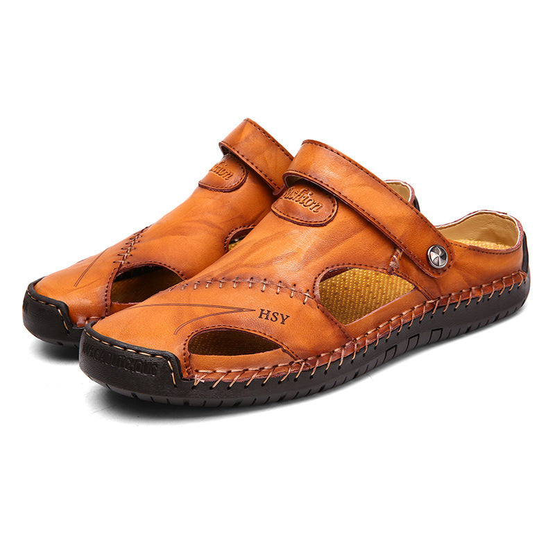 💥Large Size Soft Leather Men's Breathable Outdoor Sandals