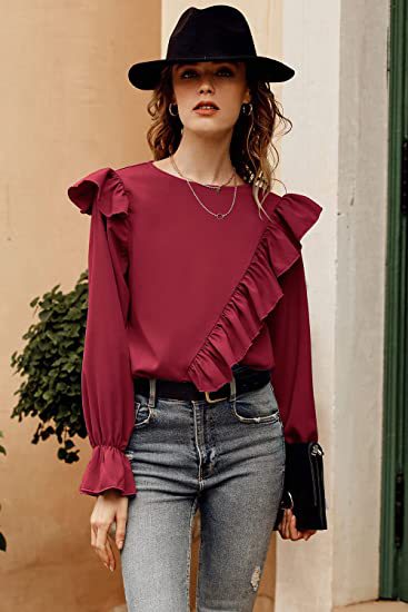 🍹Elegant shirt long sleeve keyhole top for women