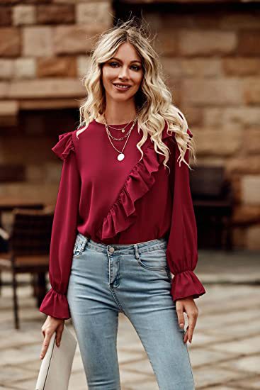 🍹Elegant shirt long sleeve keyhole top for women