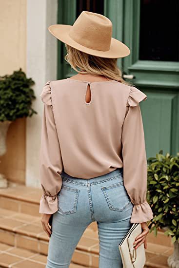 🍹Elegant shirt long sleeve keyhole top for women