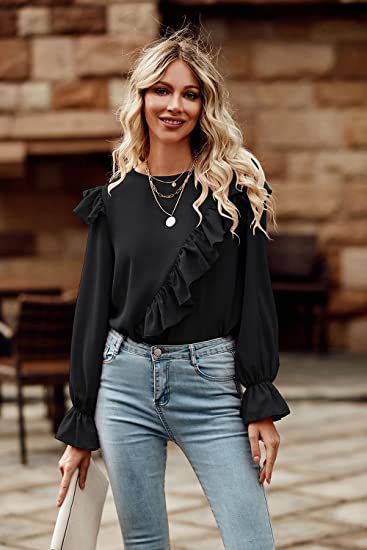 🍹Elegant shirt long sleeve keyhole top for women