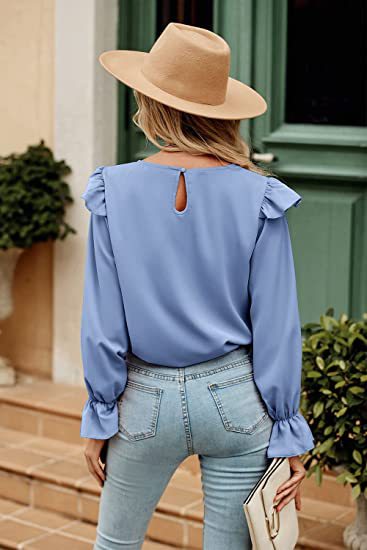 🍹Elegant shirt long sleeve keyhole top for women