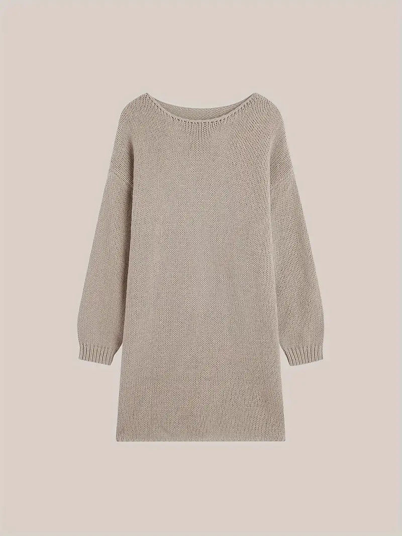 🎁Prosty sweter w dużym rozmiarze, jesienny i zimowy swobodny sweter z okrągłym dekoltem i długimi rękawami, odzież damska plus size