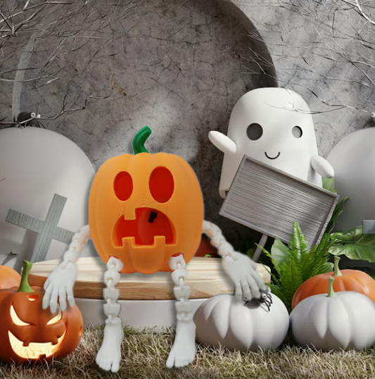 🎃Śliczna Halloweenowa lampa w kształcie dyni z artykulacją💡