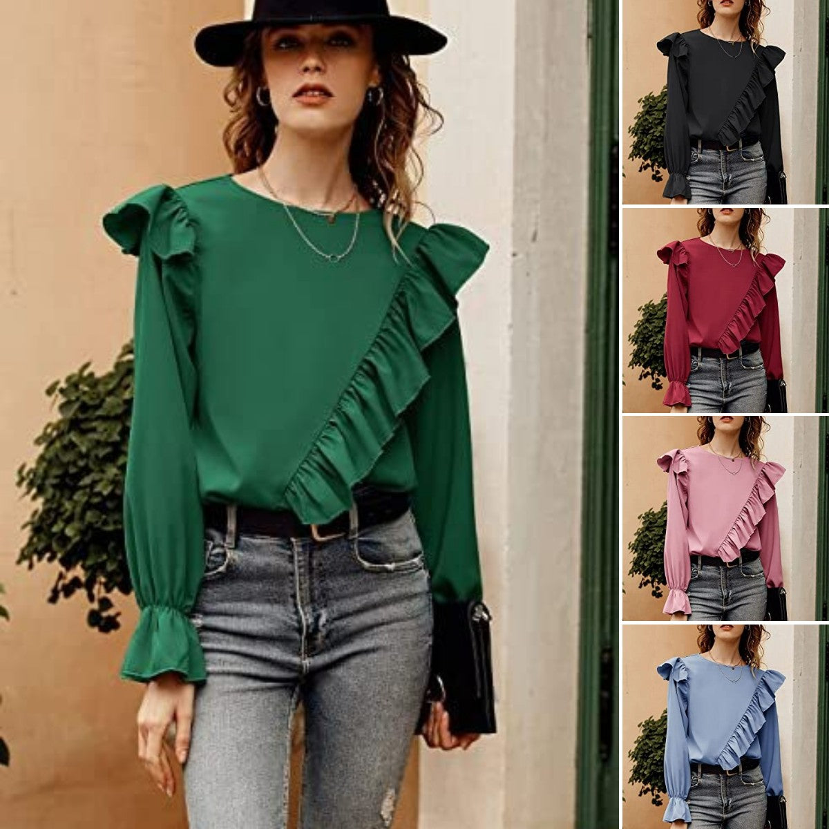 🍹Elegant shirt long sleeve keyhole top for women