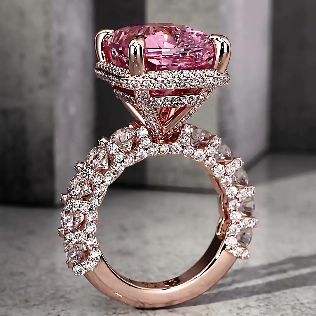 6ct Stunning Cushion Cut Pink Sapphire Ring