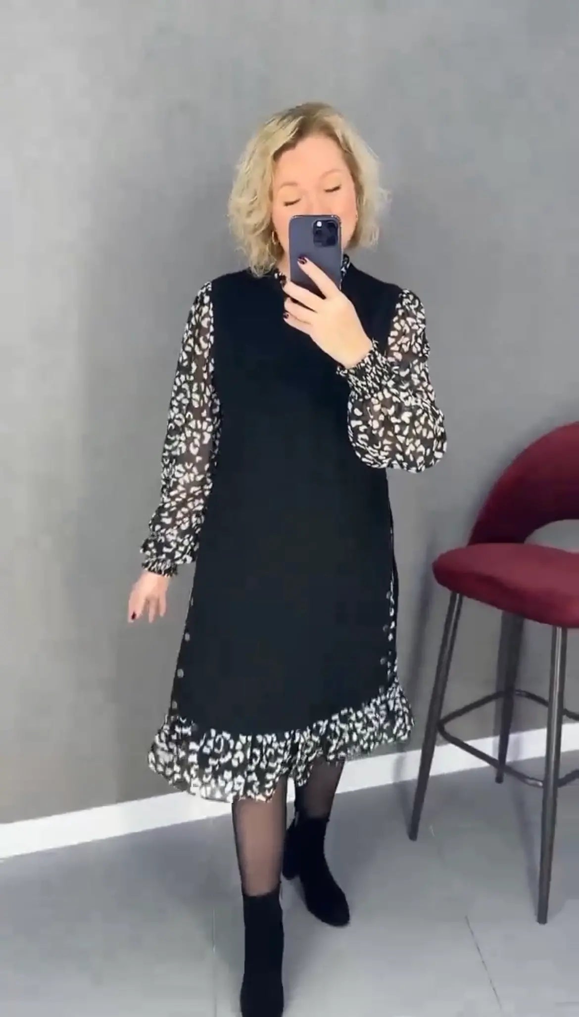 🔥【S-5XL】👗Modna, wygodna i ciepła sukienka w kwiaty na jesień i zimę