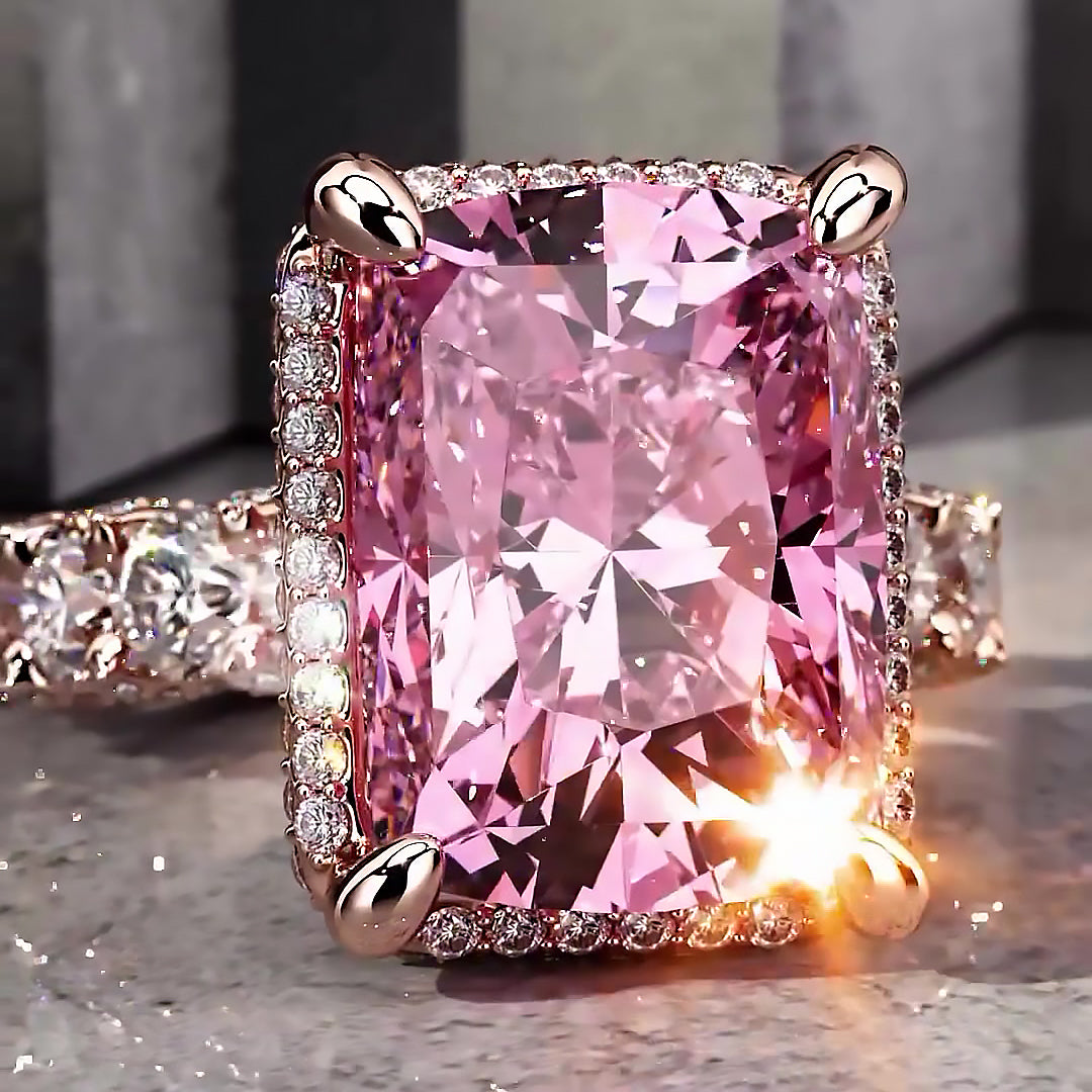 6ct Stunning Cushion Cut Pink Sapphire Ring