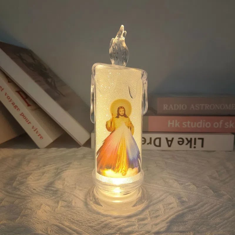 🕯️🕯️Świece modlitewne LED bezpłomieniowe, dekoracja religijna świętych Jezusa, świąteczny prezent wielkanocny