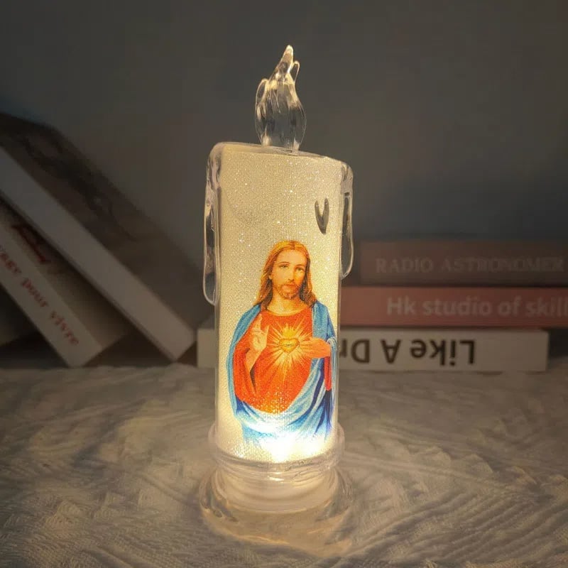 🕯️🕯️Świece modlitewne LED bezpłomieniowe, dekoracja religijna świętych Jezusa, świąteczny prezent wielkanocny