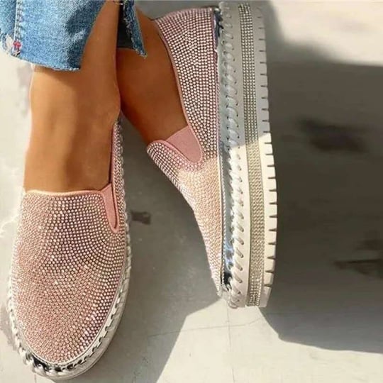 Damskie oddychające buty wsuwane na platformie Rhinestone