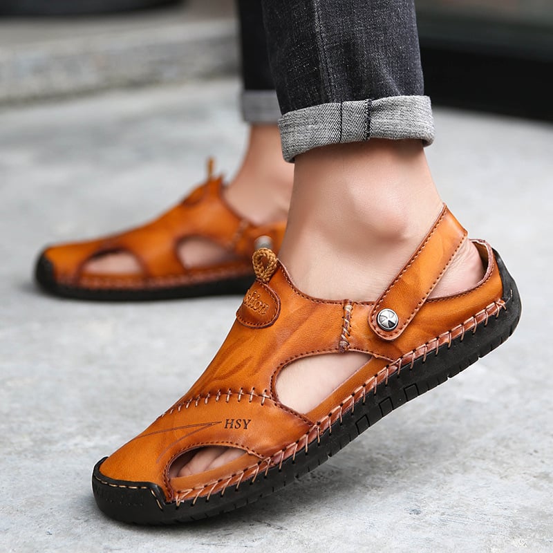 💥Large Size Soft Leather Men's Breathable Outdoor Sandals