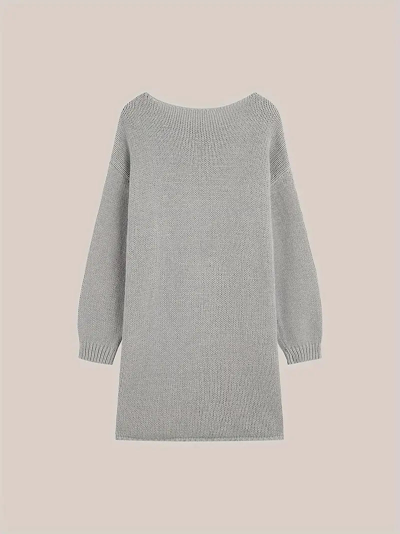 🎁Prosty sweter w dużym rozmiarze, jesienny i zimowy swobodny sweter z okrągłym dekoltem i długimi rękawami, odzież damska plus size