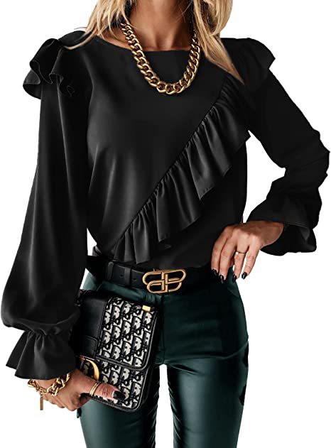 🍹Elegant shirt long sleeve keyhole top for women