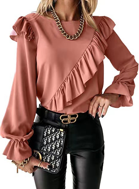 🍹Elegant shirt long sleeve keyhole top for women