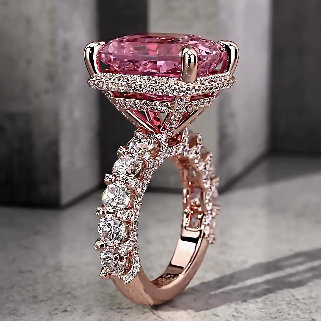 6ct Stunning Cushion Cut Pink Sapphire Ring