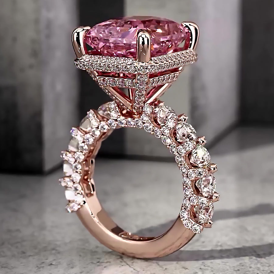 6ct Stunning Cushion Cut Pink Sapphire Ring