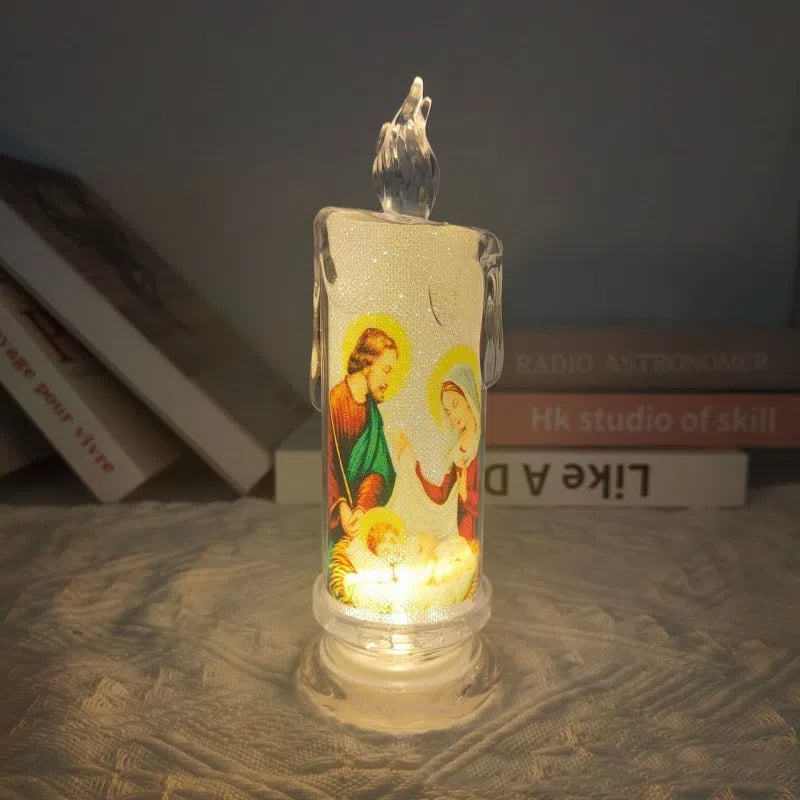 🕯️🕯️Świece modlitewne LED bezpłomieniowe, dekoracja religijna świętych Jezusa, świąteczny prezent wielkanocny