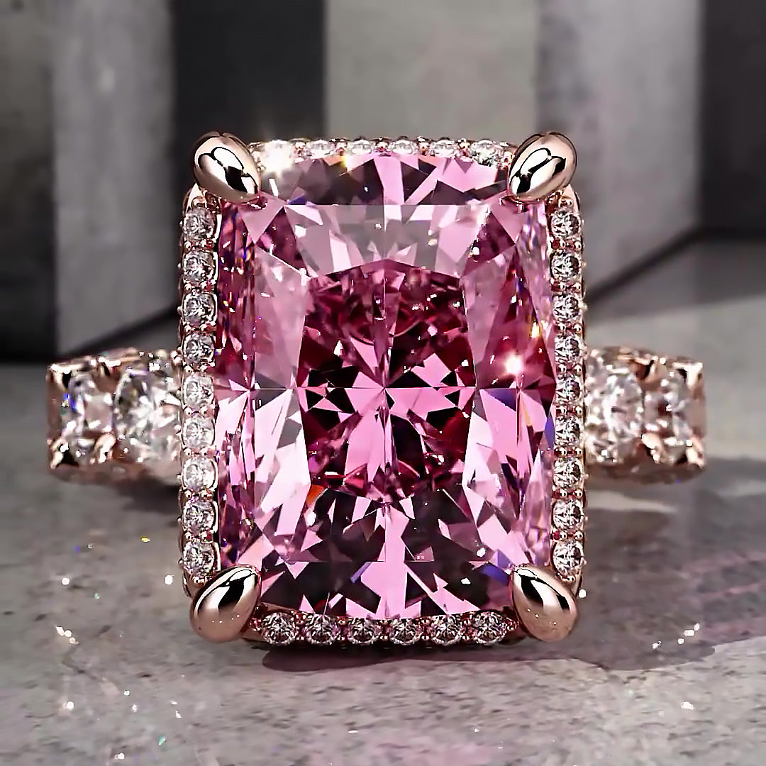 6ct Stunning Cushion Cut Pink Sapphire Ring