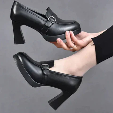 👠【35-40】2024 skórzane buty na grubym obcasie w nowym stylu