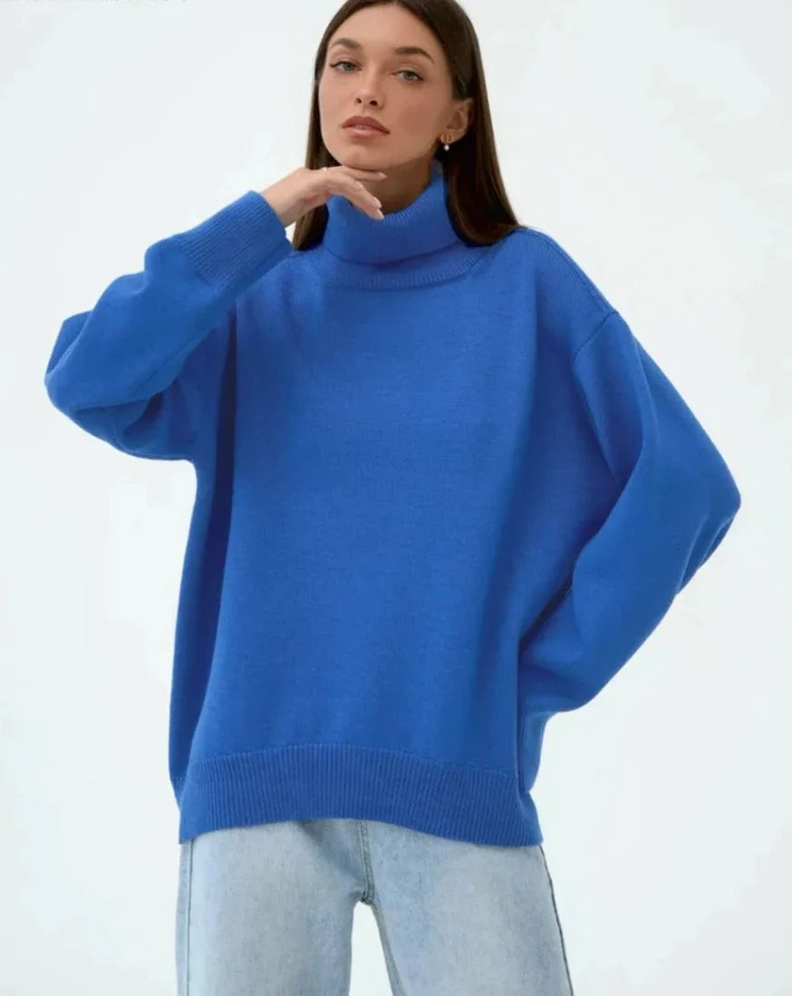 Sweter oversize z golfem na co dzień