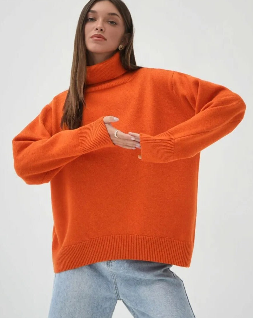 Sweter oversize z golfem na co dzień